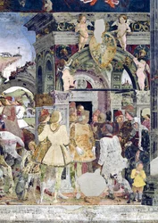 Borso d&39;Este, Príncipe de Ferrara, fazendo justiça: março da sala dos meses, 1467-70